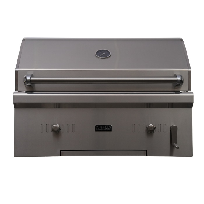 CJ Grills 32" 316 Pro Built-In Charcoal Grill (CJ32PRO-CH-316 marine-grade stainless steel ) includes CJ Grills branded vinyl cover