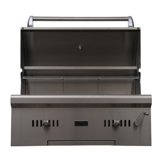 CJ Grills 32" 316 Pro Built-In Charcoal Grill (CJ32PRO-CH-316 marine-grade stainless steel ) includes CJ Grills branded vinyl cover