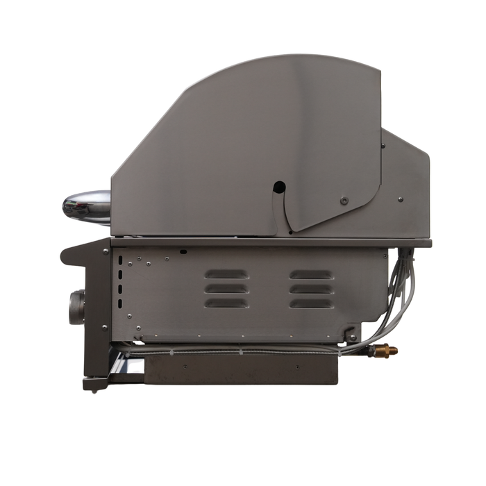 CJ Grills 32" 304S Hybrid Built-In Grill – Gas, Charcoal & Wood (CJ32S-304) Includes CJ Grills branded vinyl cover, charcoal tray, and rotisserie kit
