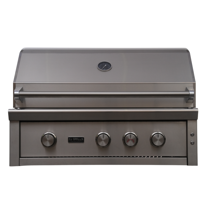 CJ Grills 36" Pro Hybrid Built-In Grill – Gas, Charcoal & Wood (CJ36PRO-316 marine-grade stainless steel) Includes CJ Grills branded vinyl cover, grate lifting tool, charcoal tray, and rotisserie kit