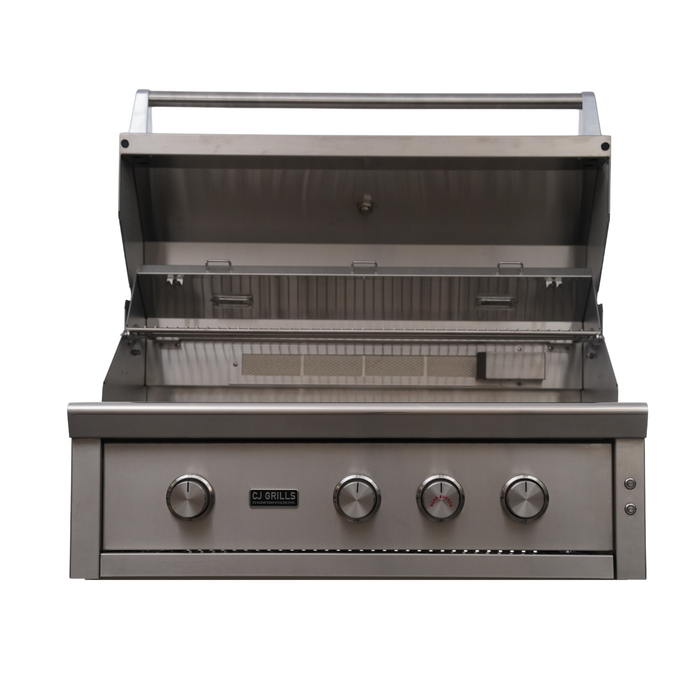 CJ Grills 36" Pro Hybrid Built-In Grill – Gas, Charcoal & Wood (CJ36PRO-316 marine-grade stainless steel) Includes CJ Grills branded vinyl cover, grate lifting tool, charcoal tray, and rotisserie kit