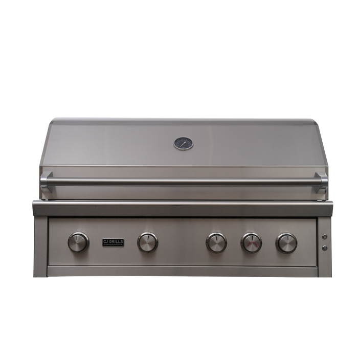 CJ Grills 42" Pro Hybrid Built-In Grill – Gas, Charcoal & Wood (CJ42PRO-316 marine-grade stainless steel ) Includes CJ Grills branded vinyl cover, grate lifting tool, charcoal tray, and rotisserie kit