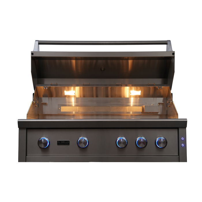 CJ Grills 42" Pro Hybrid Built-In Grill – Gas, Charcoal & Wood (CJ42PRO-316 marine-grade stainless steel ) Includes CJ Grills branded vinyl cover, grate lifting tool, charcoal tray, and rotisserie kit
