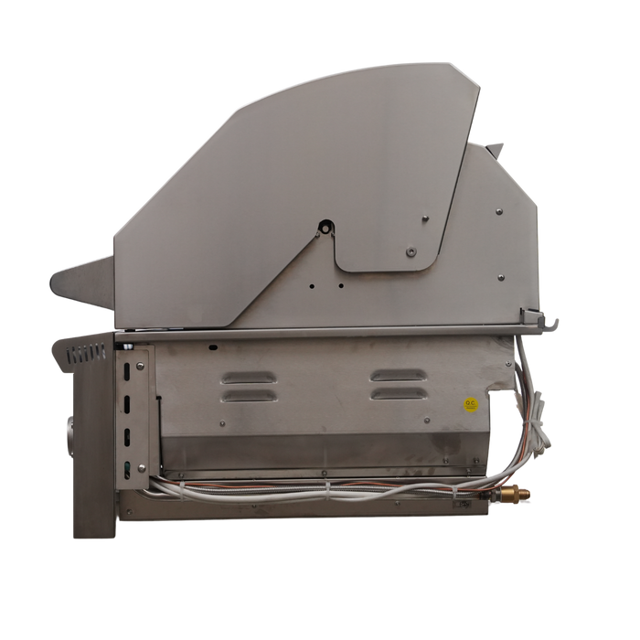 CJ Grills 42" 304S Hybrid Built-In Grill – Gas, Charcoal & Wood (CJ42S-304) Includes CJ Grills branded vinyl cover, charcoal tray, and rotisserie kit