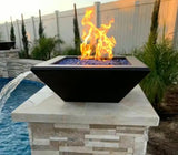 Fire Feature Square Stainless Steel Gas Fire Pit Water Bowl Fountain