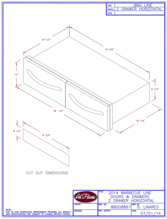 Cal Flame 2 Drawer Horizontal BBQ08867