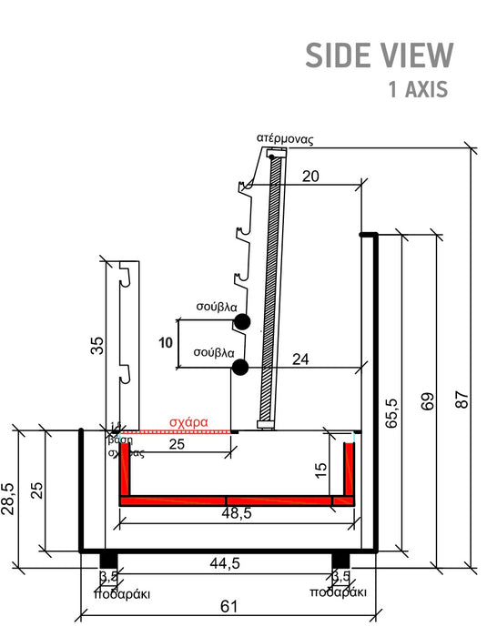 ROASTER BIOKAN Charcoal Grill With 6 Spits And Cabinet BIOKAN LG34 160x610x154cm Lockable Casters , 85KG