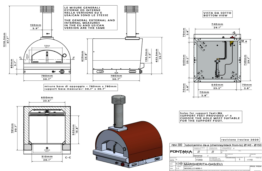 Fontana Margherita Gas Countertop Pizza Oven