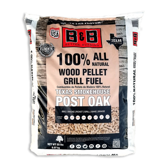 B&B Post Oak Pellets B00108 20LB Bag