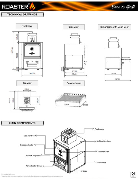Roaster Charcoal Oven R34. Semi Professional Charcoal Oven