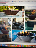 Fire Feature Square Stainless Steel Gas Fire Pit Water Bowl Fountain