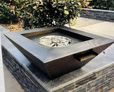 Fire Feature Square Stainless Steel Gas Fire Pit Water Bowl Fountain