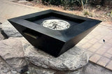 Fire Feature Square Stainless Steel Gas Fire Pit Water Bowl Fountain