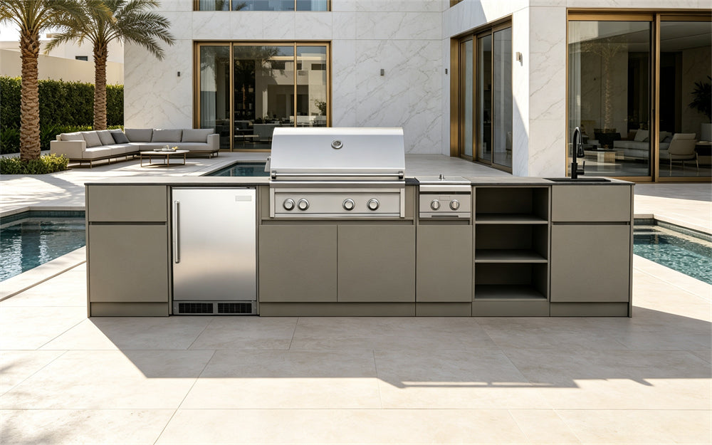 CJ Grill Brand: Marine Grade Aluminum for Outdoor Kitchen Cabinets.
