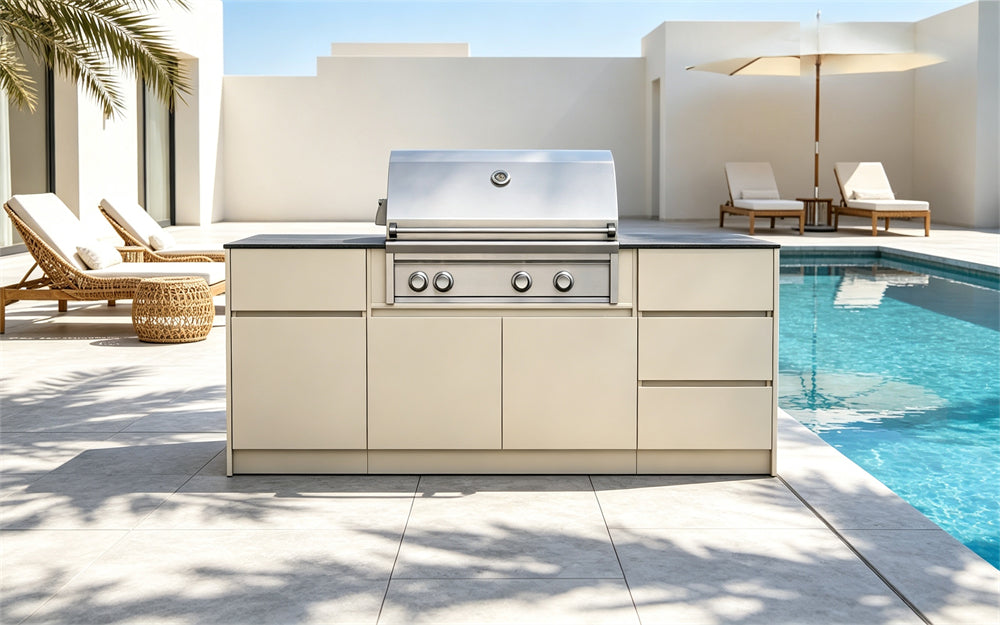 CJ Grill Brand: Marine Grade Aluminum for Outdoor Kitchen Cabinets.