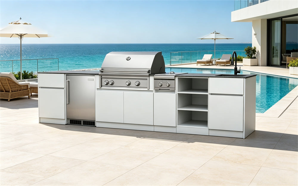 CJ Grill Brand: Marine Grade Aluminum for Outdoor Kitchen Cabinets.