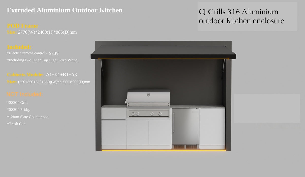 CJ Grill outdoor kitchen enclosure 2770W 2400H 885Dmm