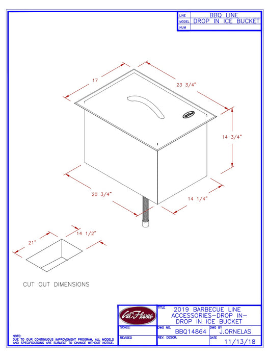 Cal Flame Drop In Ice Bucket Part #: BBQ14864