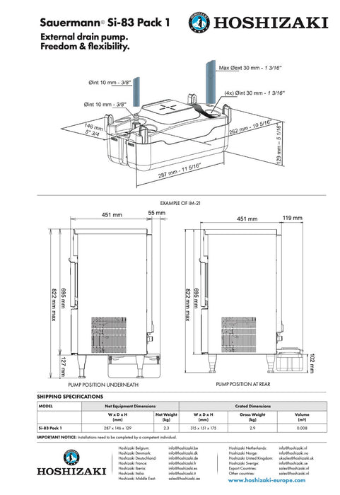 Hoshizaki IM-21CNE-HC  Cuber, Self Contained