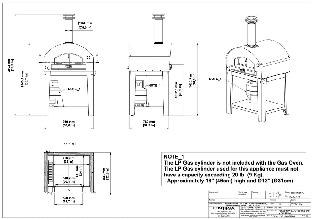 Fontana  Mangiafuoco gas Hybrid Gas & Wood Oven - New Gen