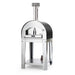 Stainless steel outdoor pizza oven on a white background
