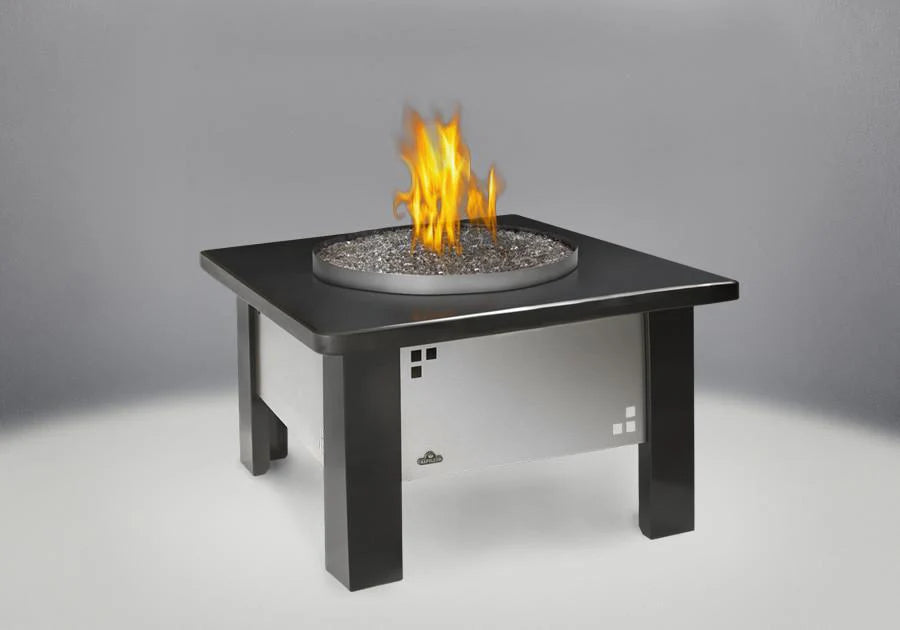 Napoleon PFT Patioflame Table Base with Stainless Steel Sides and Black Legs