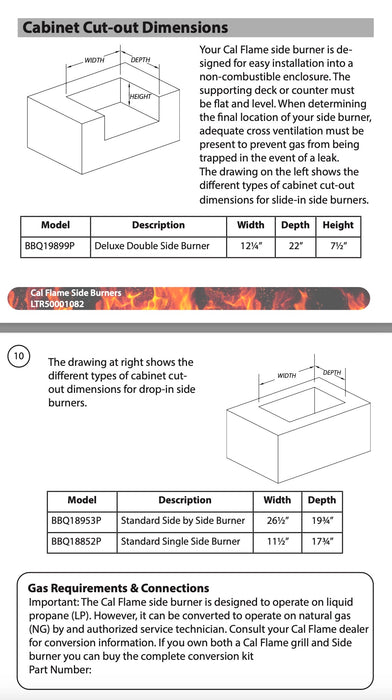 Cal Flame Deluxe Double Side Burner Part #: BBQ19899P