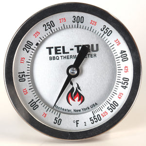 TEL-TRU BQ300R BBQ GRILL & SMOKER THERMOMETER 3" DIAL 2.5" STEM CALIBRATABLE